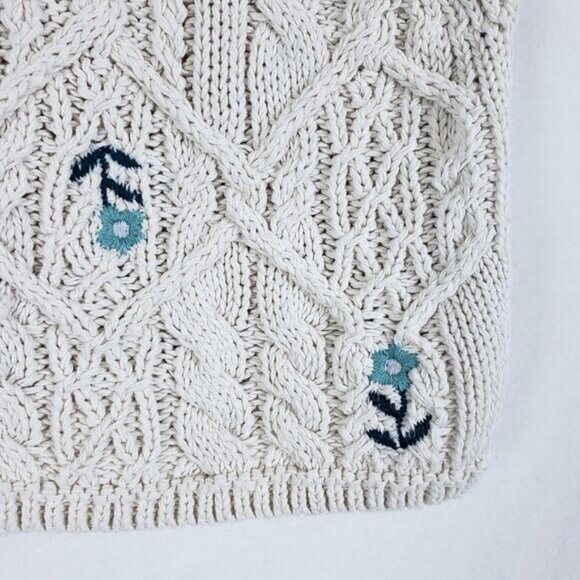 Zara Embroidered Sweater Vest Womens S Cream Cable Knit Cropped Cottagecore - Picture 3 of 11